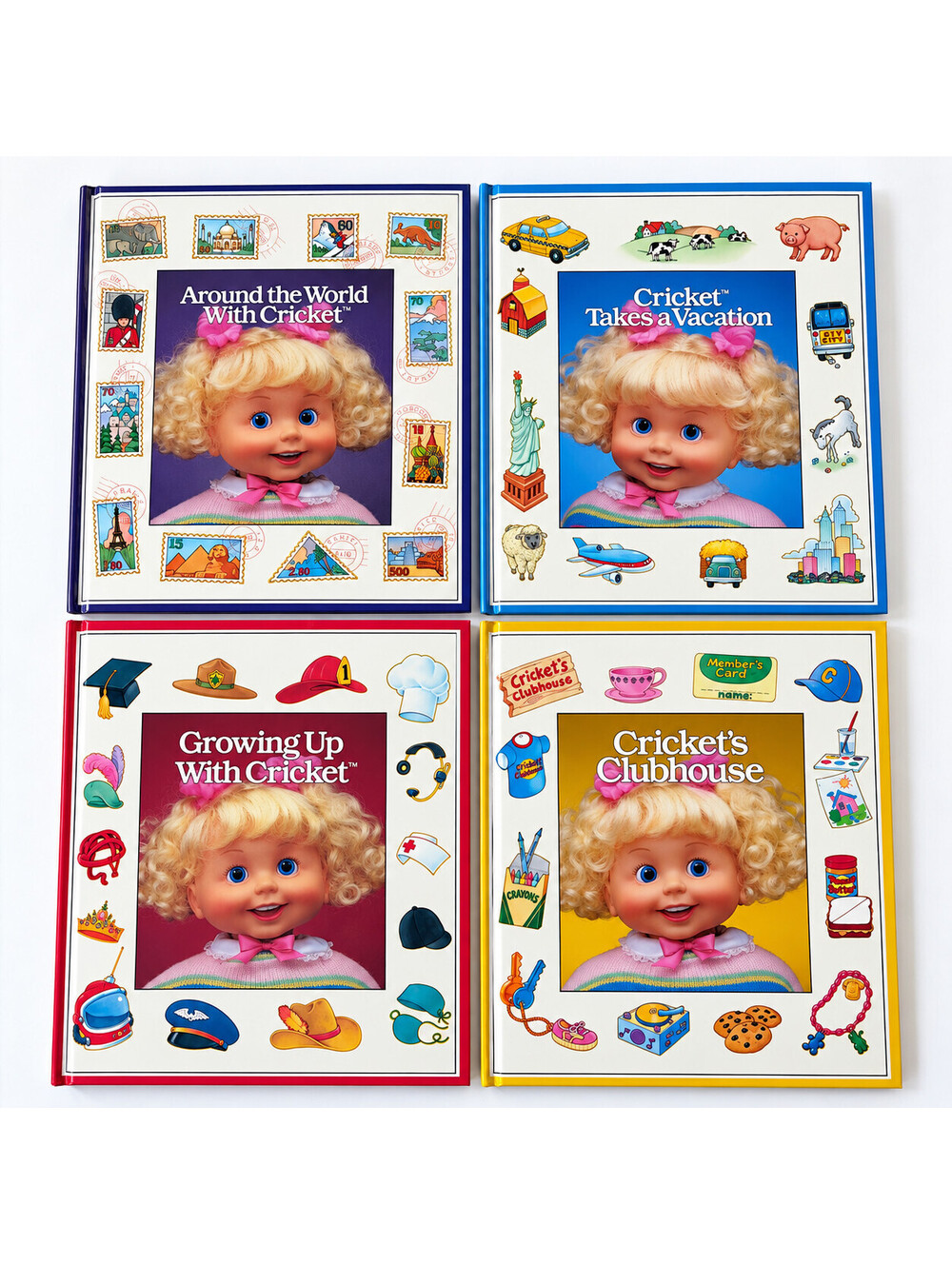 Vintage 1986 Cricket Doll Books Lot of 4 Playmates Hardcover Activity Storybooks